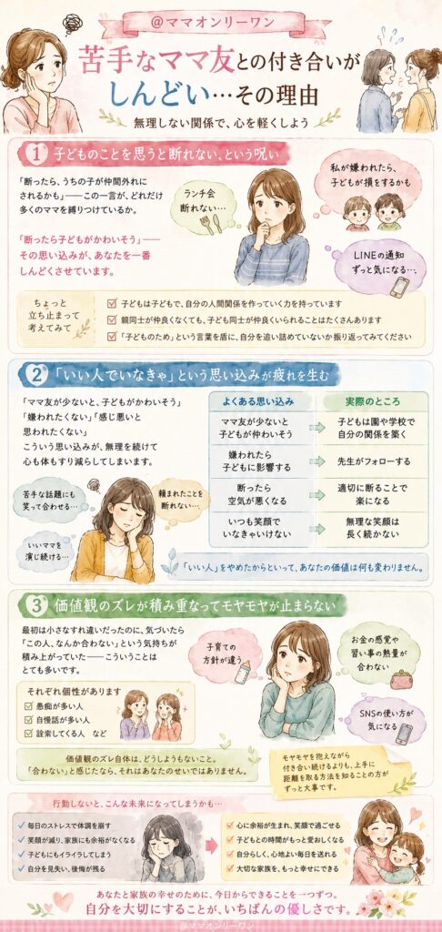 苦手なママ友との付き合いがしんどい…その理由