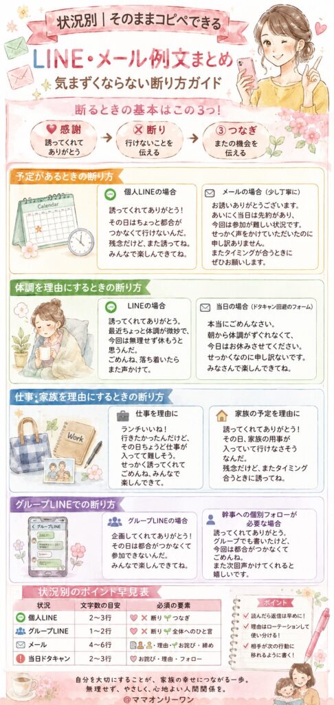 状況別|そのままコピペできるLINE・メール例文