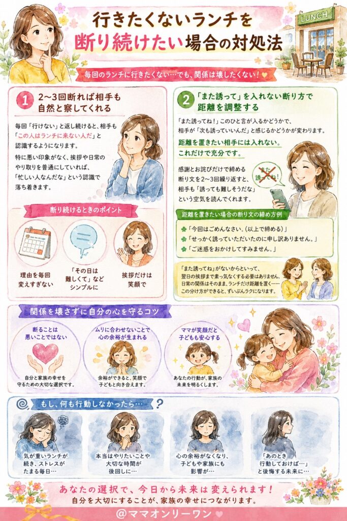 行きたくないランチを断り続けたい場合の対処法