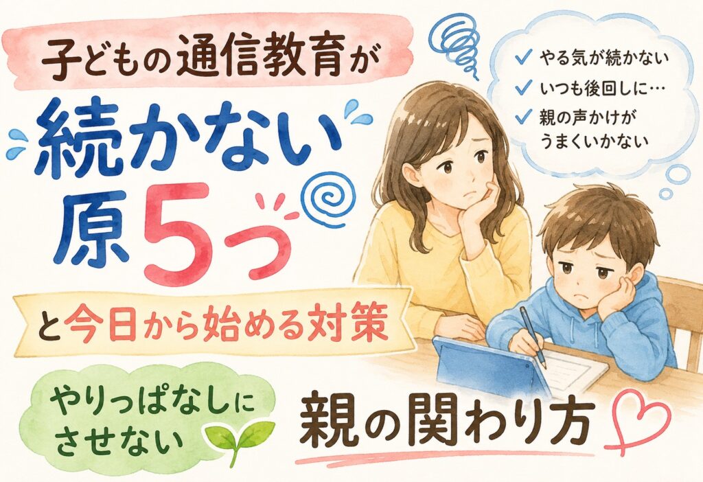 子どもの通信教育が続かない原因5つと今日から始める対策｜やりっぱなしにさせない親の関わり方