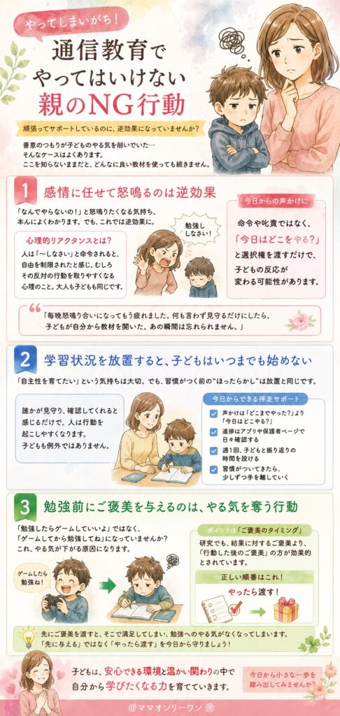 やってしまいがち！通信教育でやってはいけない親のNG行動