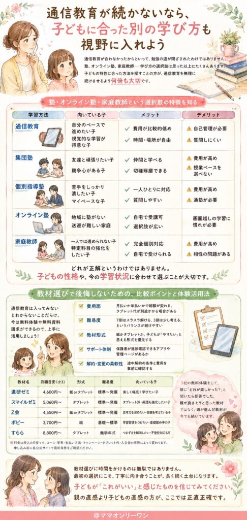 通信教育が続かないなら、子どもに合った別の学び方も視野に入れよう
