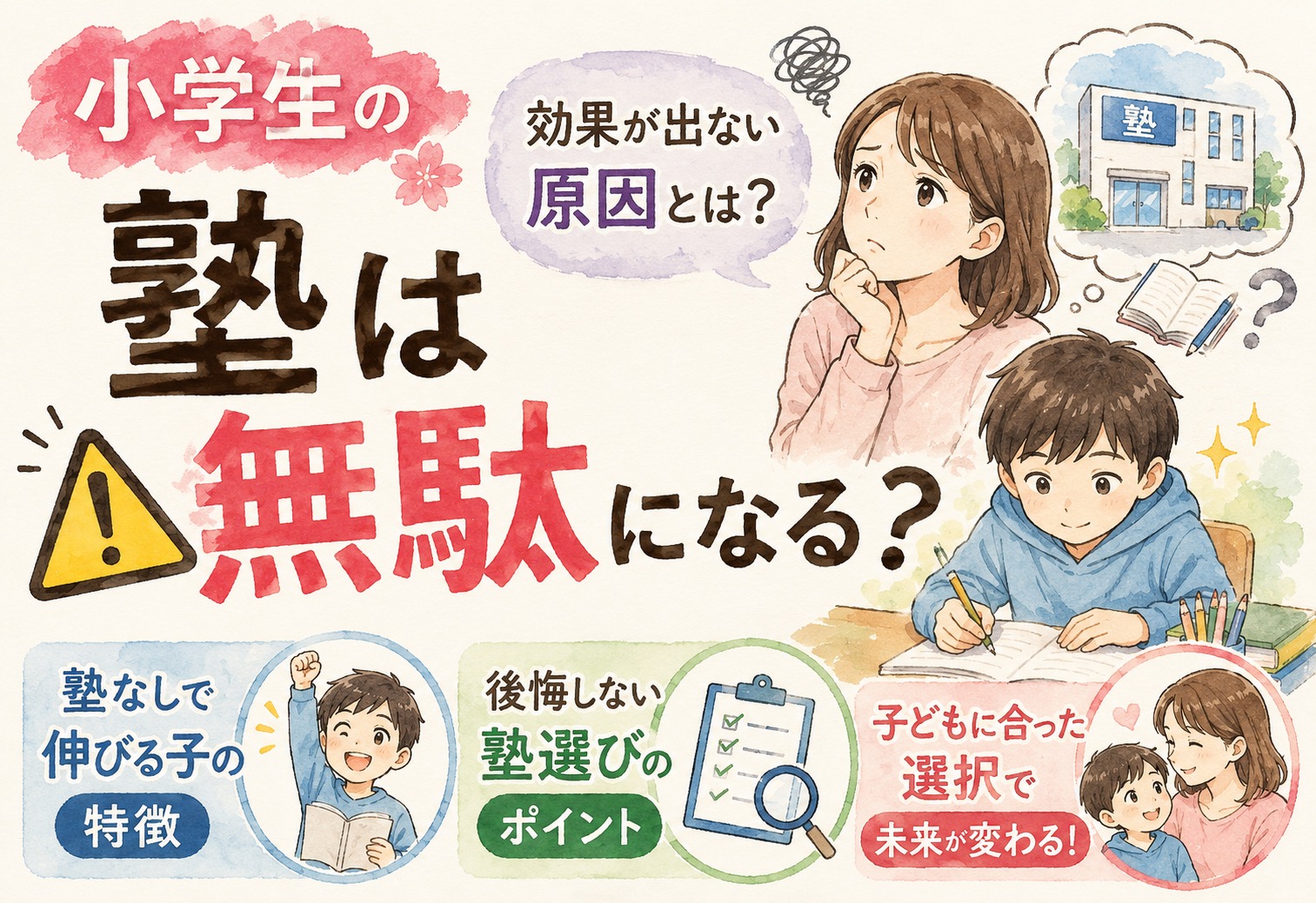 小学生の塾は無駄になる？効果が出ない原因・塾なしで伸びる子の特徴と後悔しない塾選びのポイント