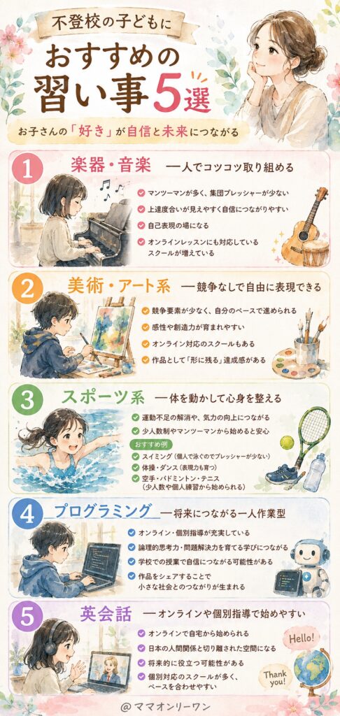 不登校の子どもにおすすめの習い事5選