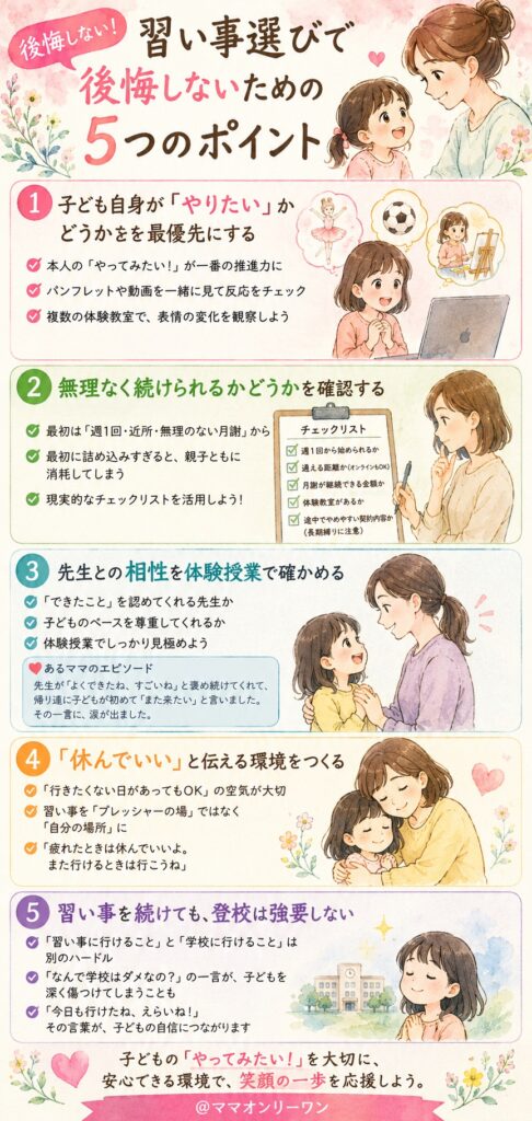 習い事選びで後悔しないための5つのポイント