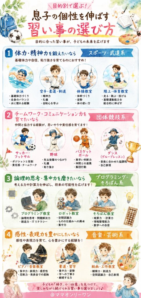 目的別｜息子の個性を伸ばす習い事の選び方
