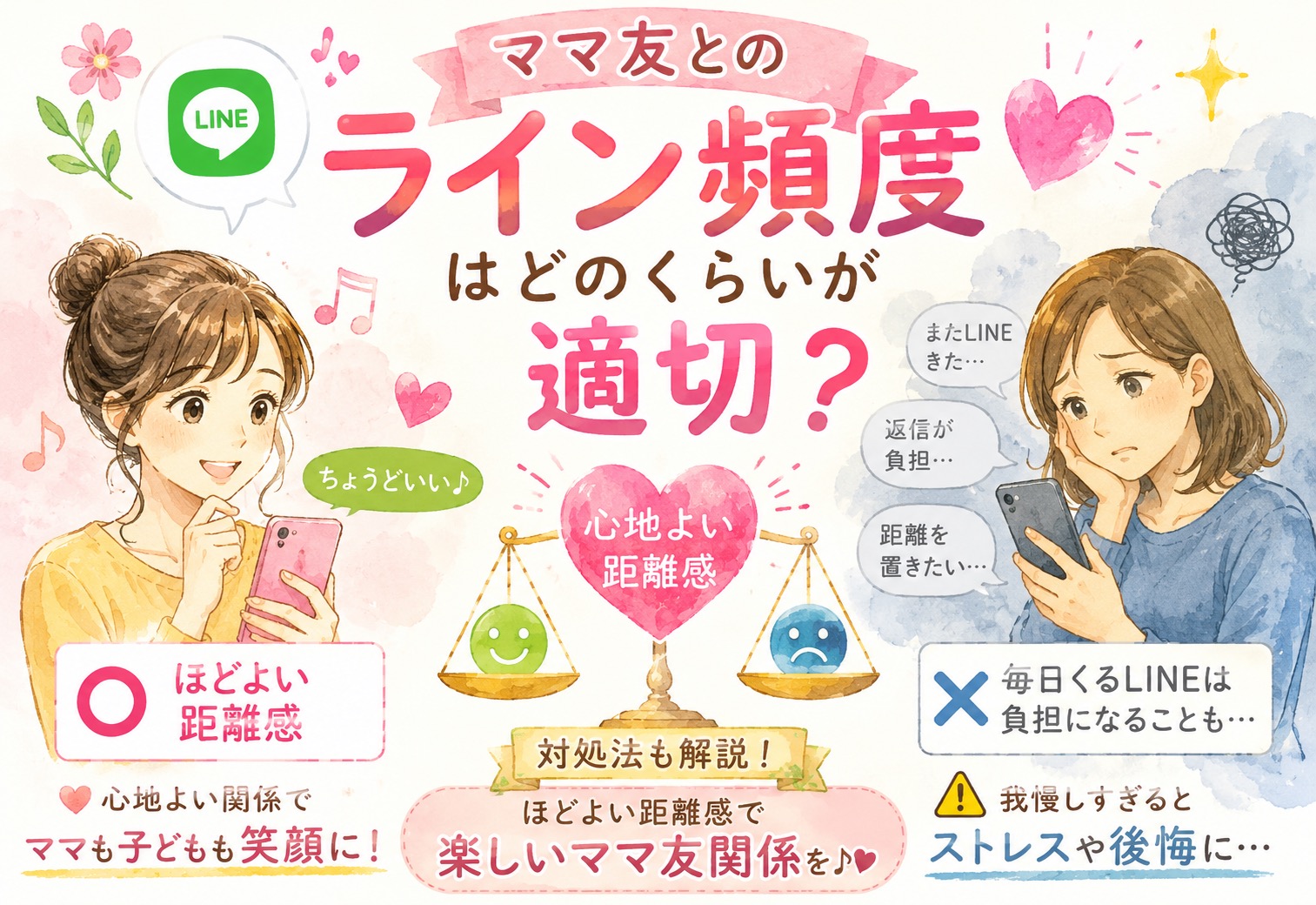 ママ友とのライン頻度はどのくらいが適切?毎日くるLINEのほどよい距離感と対処法