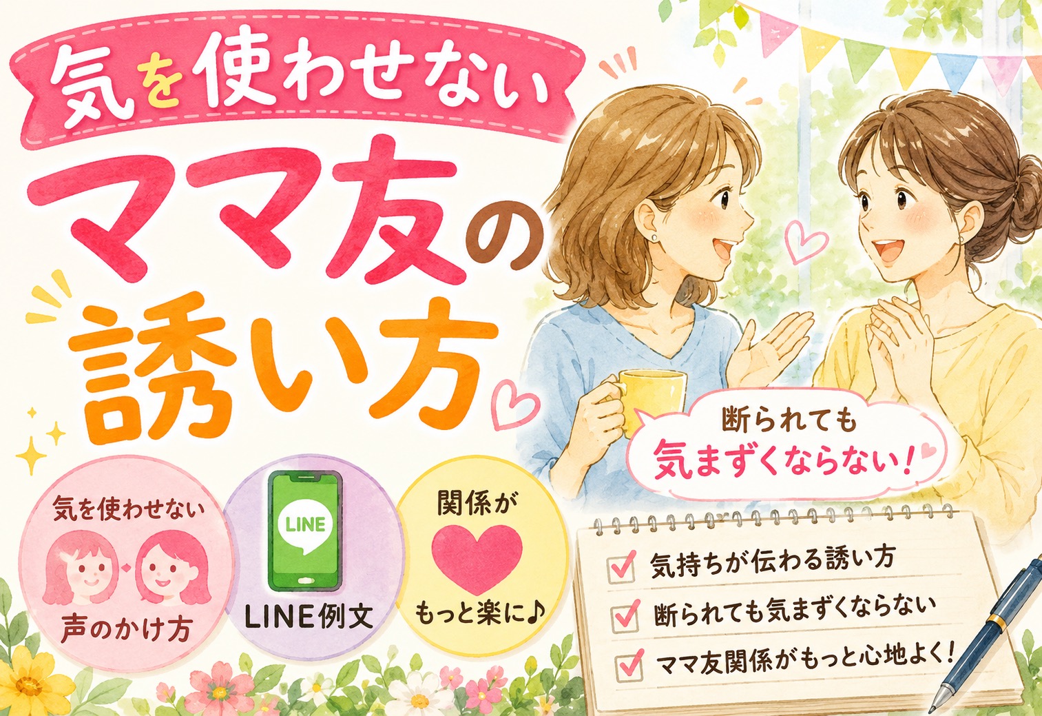 気を使わせないママ友の誘い方｜断られても気まずくならない声のかけ方とLINE例文