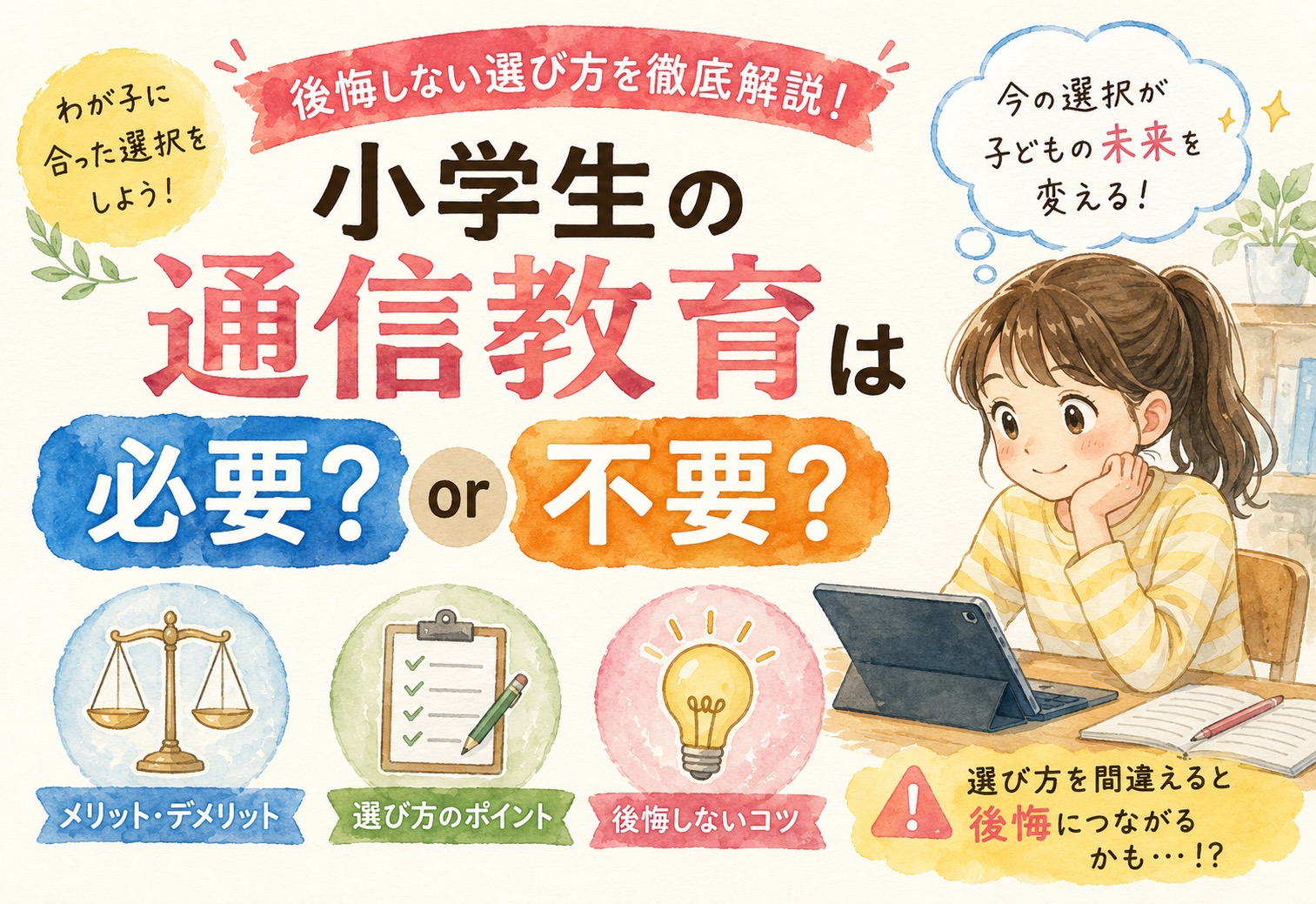 小学生の通信教育は必要か不要か？メリット・デメリットと後悔しない選び方を徹底解説