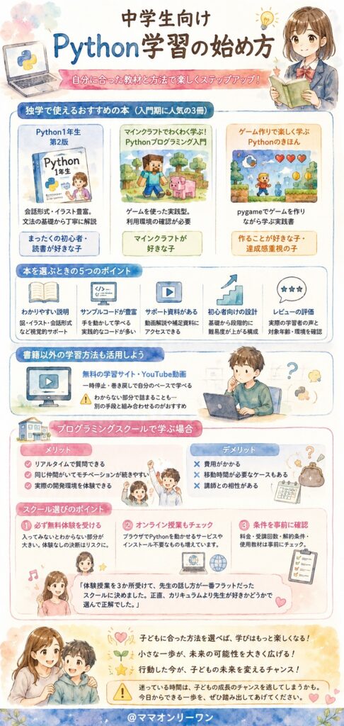 中学生がPythonを学ぶためのおすすめ教材と方法