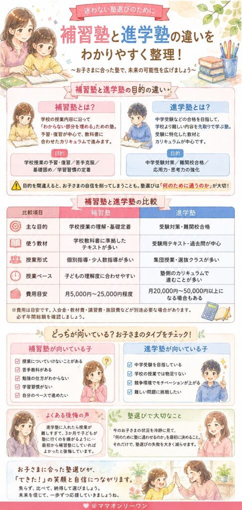 補習塾とは何か？進学塾との違いをわかりやすく整理