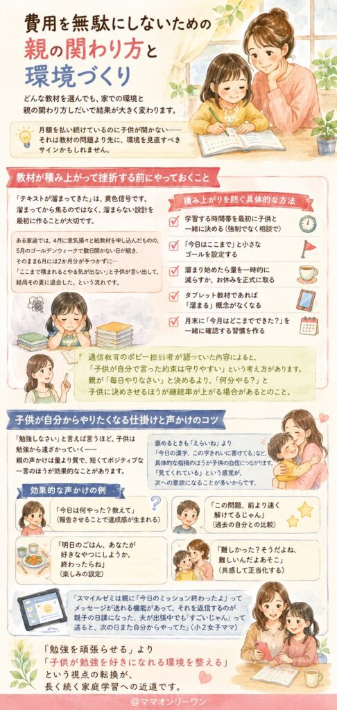 費用を無駄にしないための、親の関わり方と環境づくり