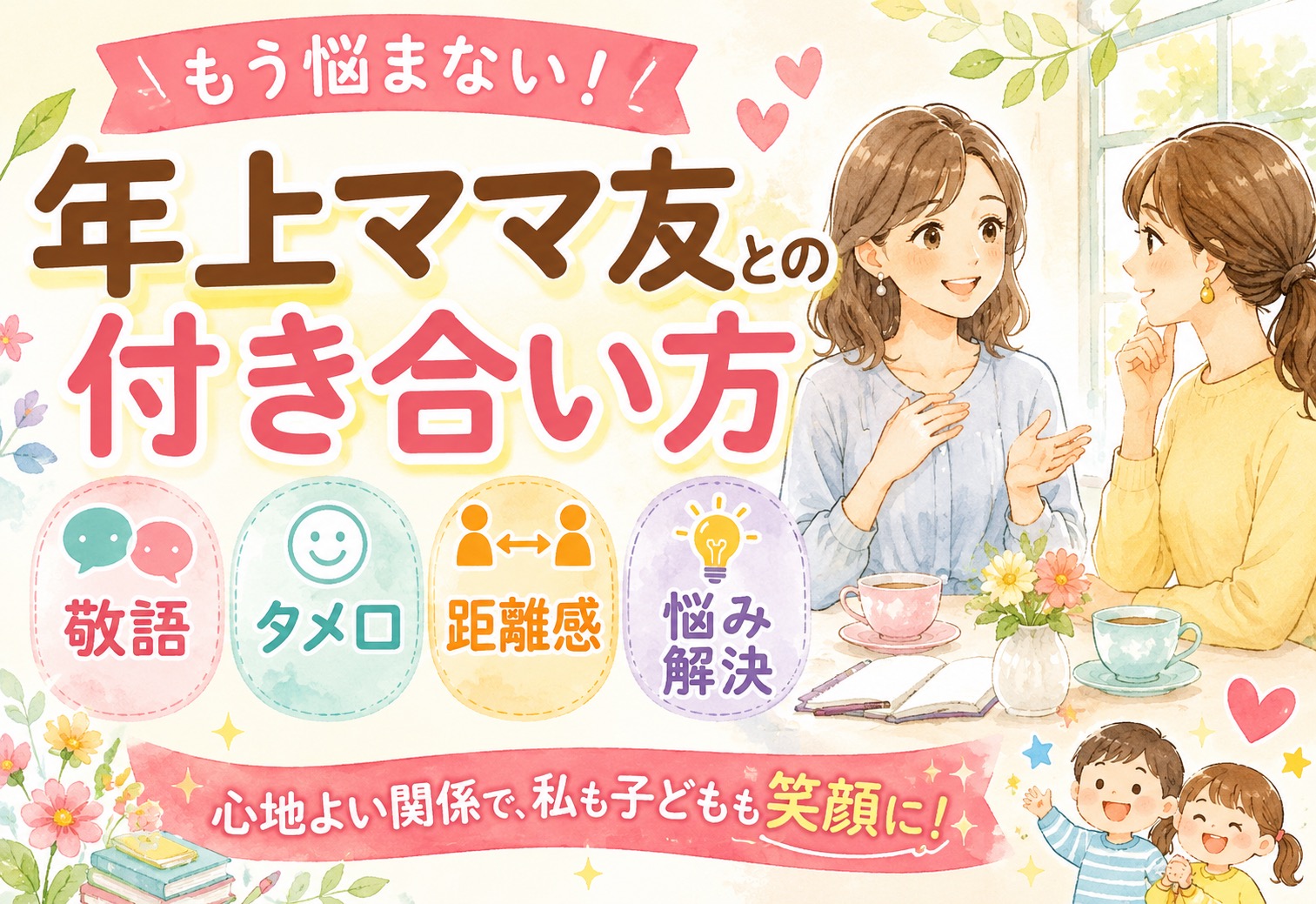 年上ママ友との付き合い方|敬語・タメ口・距離感の悩みをスッキリ解決するコツ