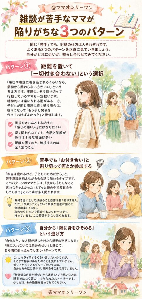 雑談が苦手なママが陥りがちな3つのパターン