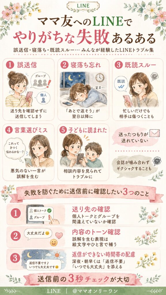 ママ友へのLINEでやりがちな失敗あるある