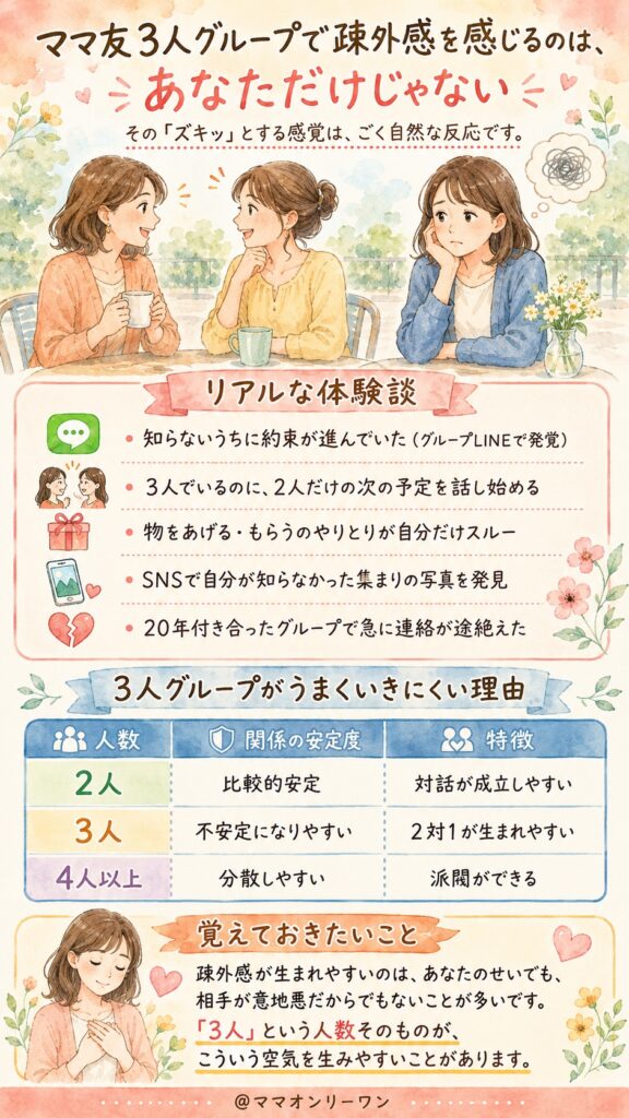 ママ友3人グループで疎外感を感じるのは、あなただけじゃない