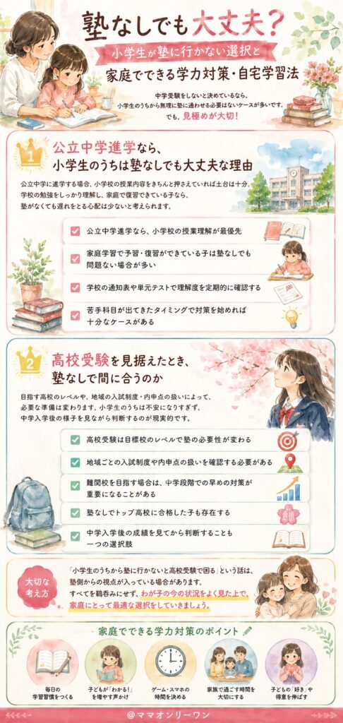 中学受験をしない場合、小学生から塾は必要か