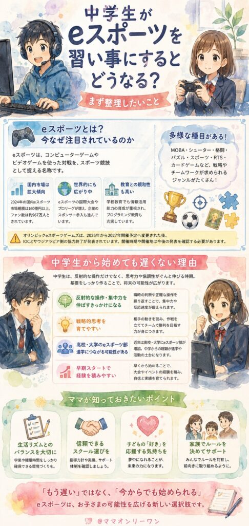 中学生がeスポーツを習い事にするとどうなる？まず整理したいこと