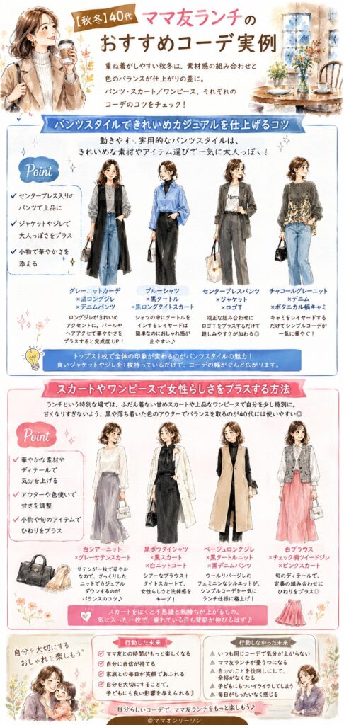 【秋冬】40代ママ友ランチのおすすめコーデ実例