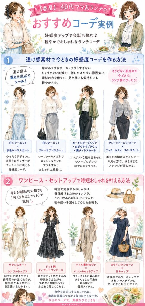【春夏】40代ママ友ランチのおすすめコーデ実例
