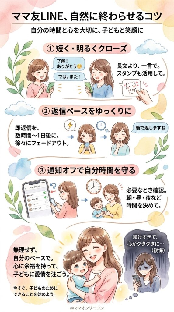 ママ友のラインを自然に終わらせる方法