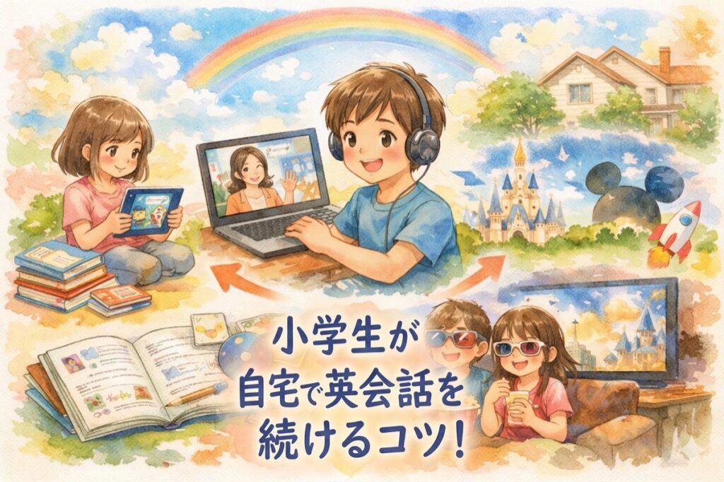 小学生が自宅で英会話を続けるコツ！オンライン英会話・アプリ・教材の賢い選び方と組み合わせ方