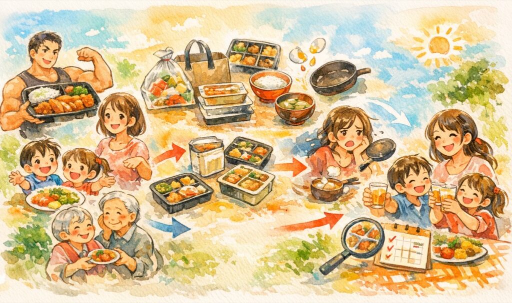 まとめ：宅食ボリューム比較｜量が多いサービスを夫・子供・高齢親で試した結果とコスパまとめ