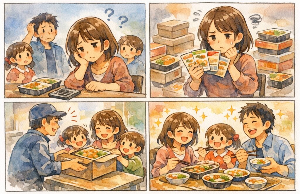 4人家族の宅配食は量と費用が心配？ファミリー向けの6社を比べた後悔しない選び方と比較