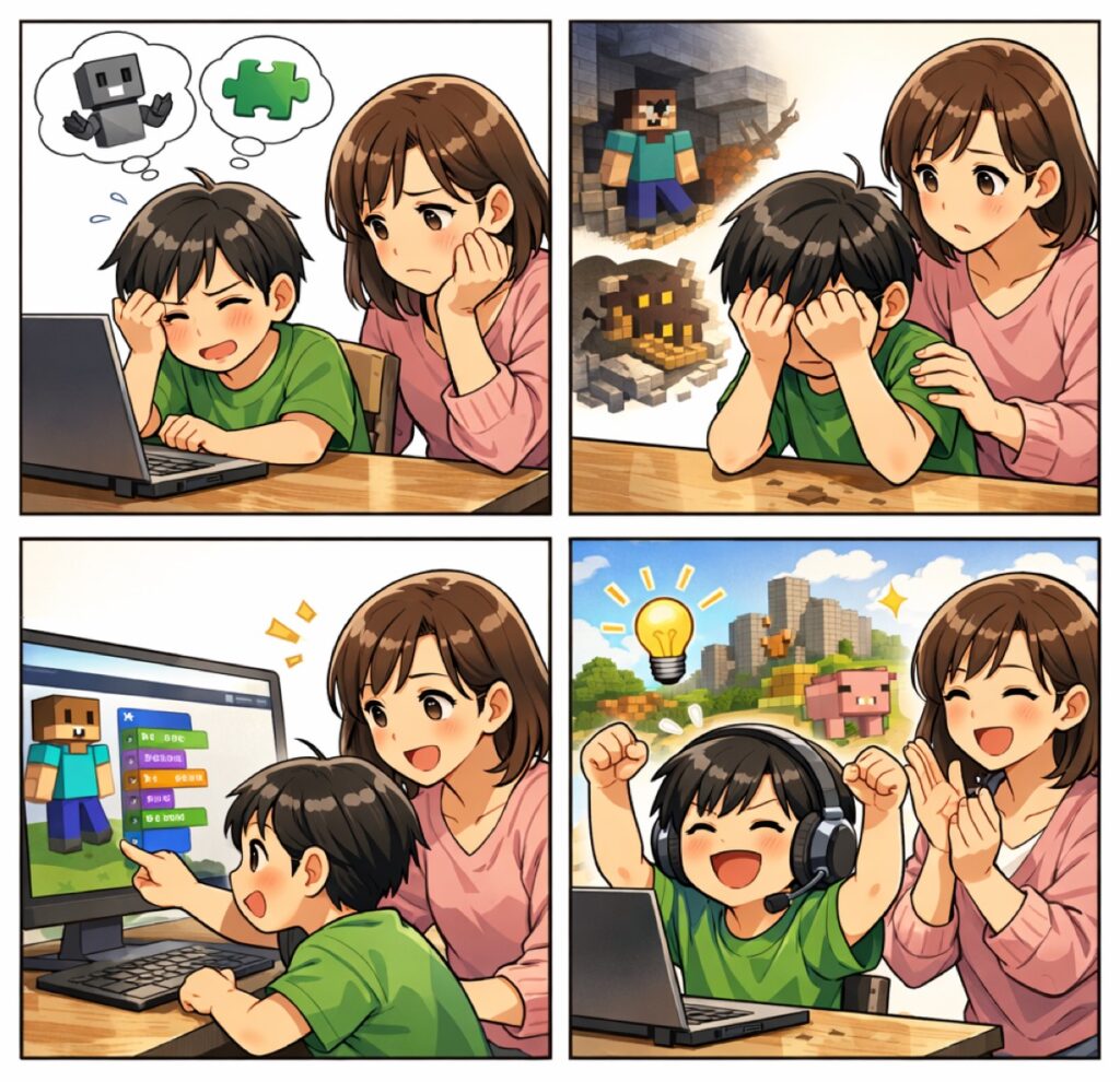 小学生がマイクラでプログラミングを学ぶ方法【教育版の使い方と学習効果を徹底解説】パソコン苦手な親でも安心