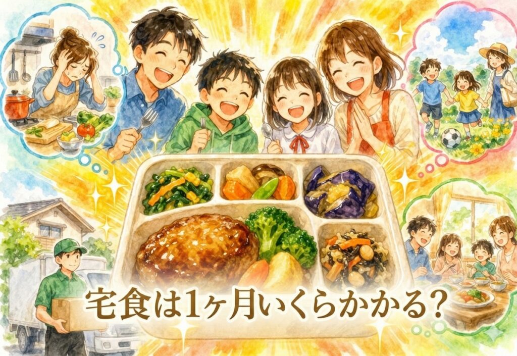 宅配食は1ヶ月いくらかかる？4人家族の費用を送料込みで徹底計算｜月額早見表と節約の考え方