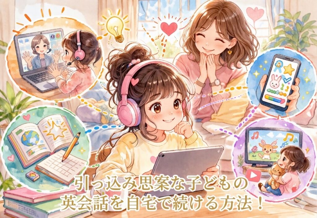 引っ込み思案な子どもの英会話を自宅で続ける方法！オンライン・アプリ・教材の賢い使い方