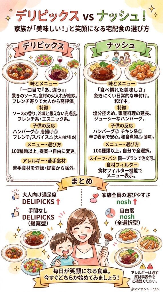 デリピックスとナッシュ 味とメニュー