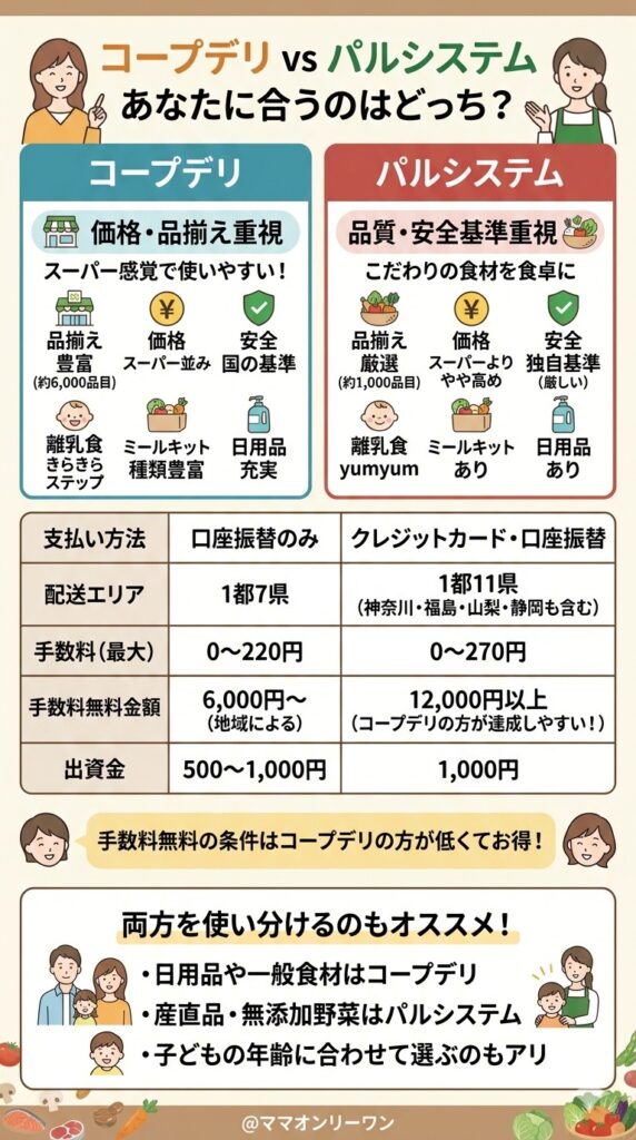 コープデリとパルシステムはどちらが自分に合う？