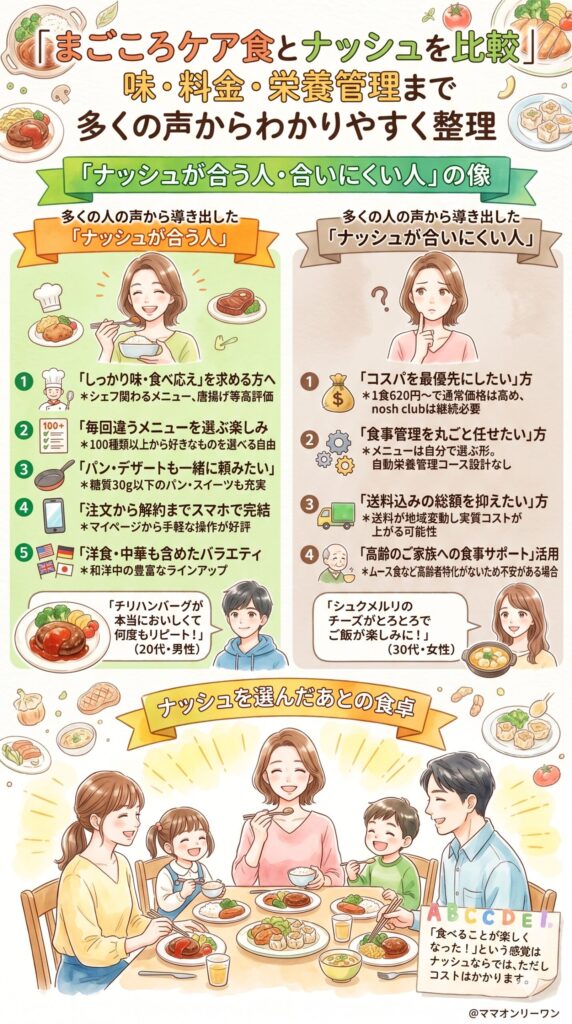 まごころケア食とナッシュ　多くの人の声から導き出した「ナッシュが合う人・合いにくい人」