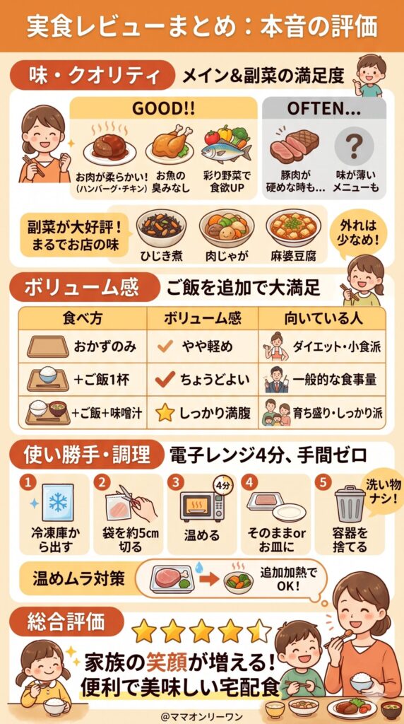 実食レビューまとめ：味・量・見た目・使い勝手の本音