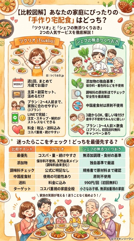 ツクリオ(つくりおき.jp)とシェフの無添つくりおき　まず知っておきたい、2つのサービスの全体像