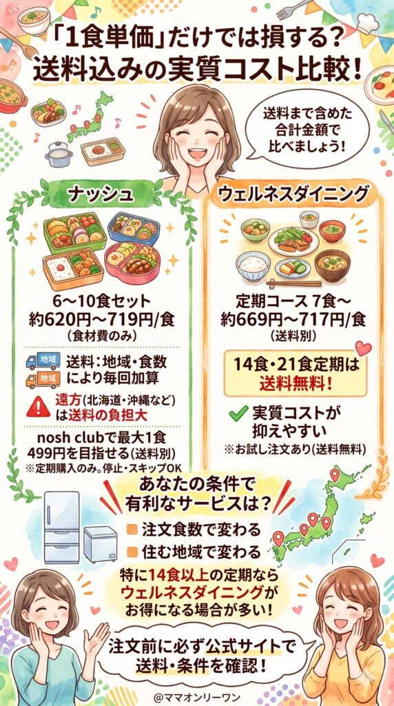 ナッシュとウェルネスダイニング　料金・送料・コスト｜送料込みで計算しないと本当の金額は見えない