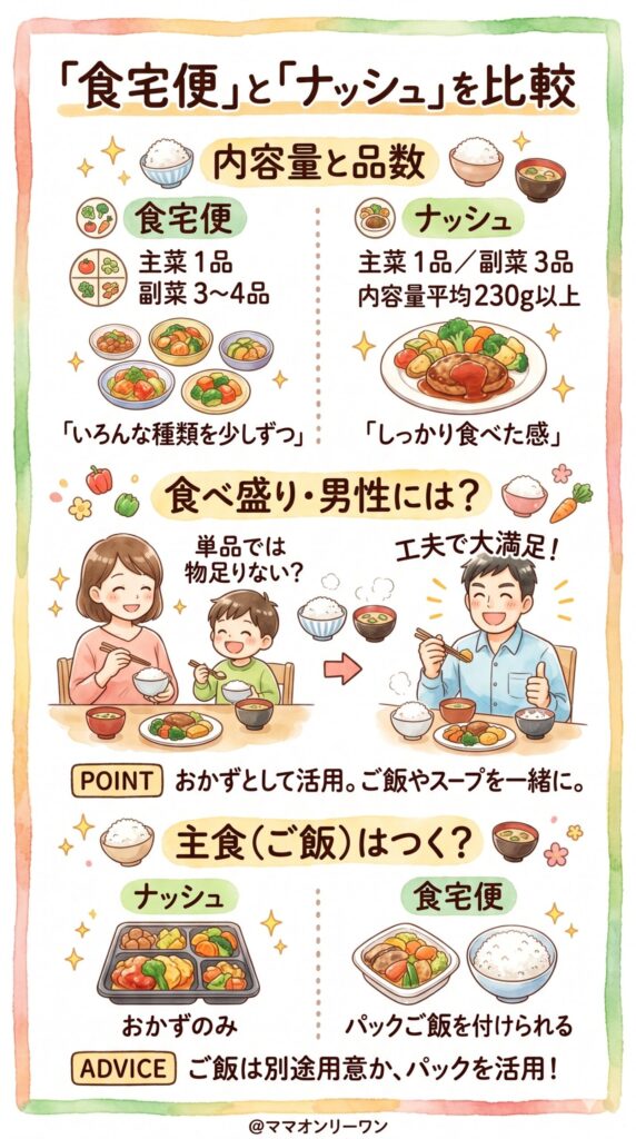 ボリュームと満足感を比較する