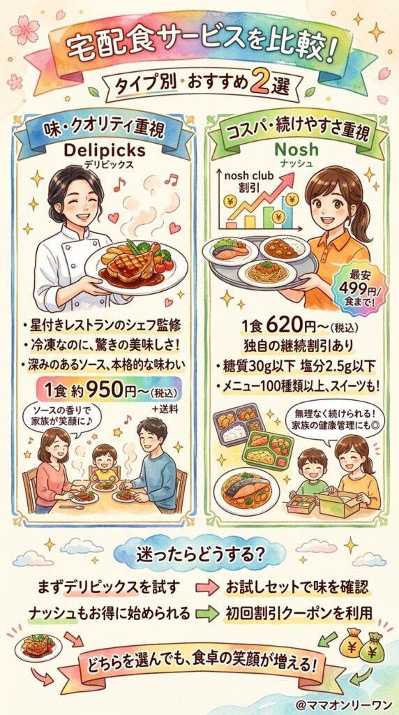 デリピックスとナッシュ 結論を先に言います:タイプ別おすすめはこちら