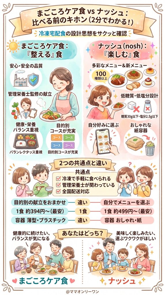 まごころケア食とナッシュ、比べる前に2分だけ確認してほしいこと