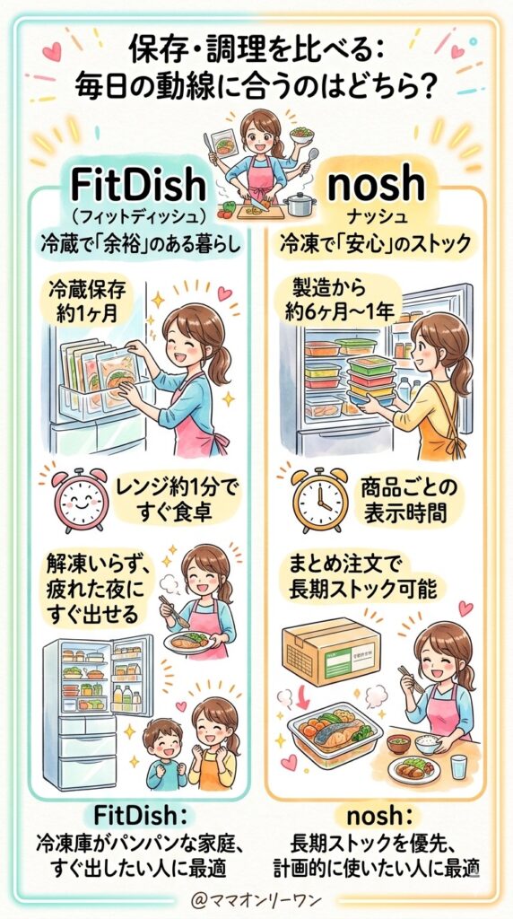 FitDish (フィットディッシュ)とナッシュ　保存・調理を比べる——毎日の動線に合うのはどちらか