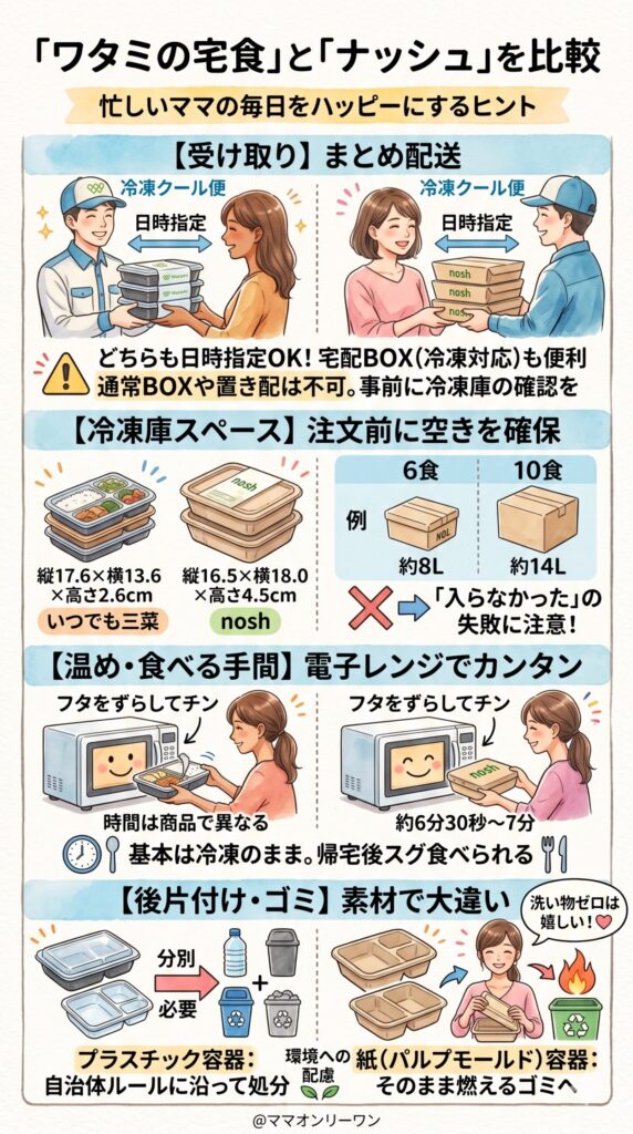 【受け取り・保存・後片付けの比較】忙しい毎日にフィットするのはどちらか