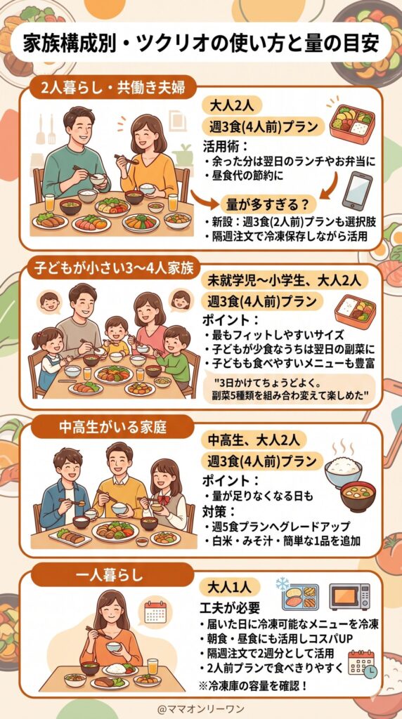 家族構成別・ツクリオの使い方と量の目安