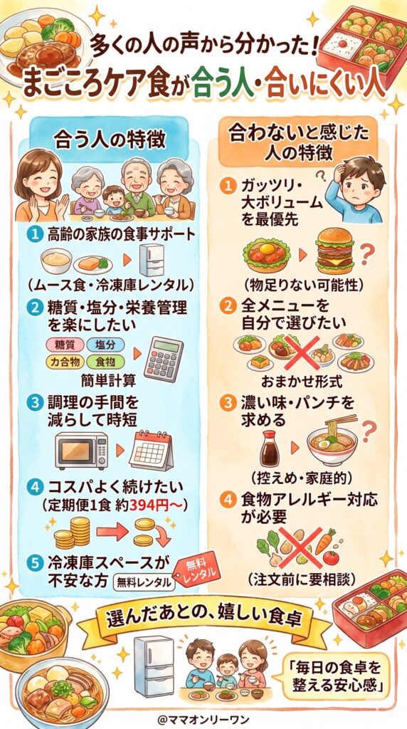 まごころケア食とナッシュ　多くの人の声から導き出した「まごころケア食が合う人・合いにくい人」