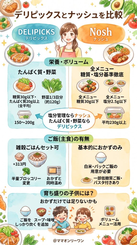 栄養・ボリューム・ご飯の有無