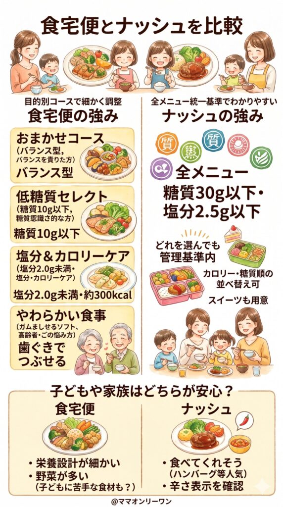 栄養バランスと健康面を比較する