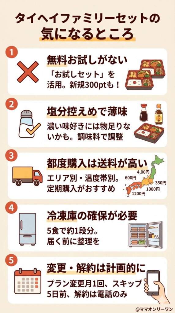 タイヘイファミリーセットの気になるところ