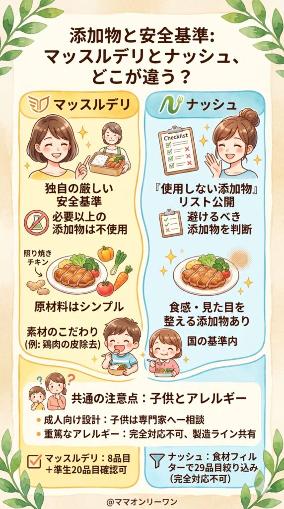 マッスルデリとナッシュ　食品添加物・安全基準へのこだわり