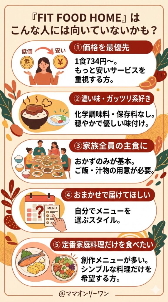 こんな人にはFIT FOOD HOMEは向いていない