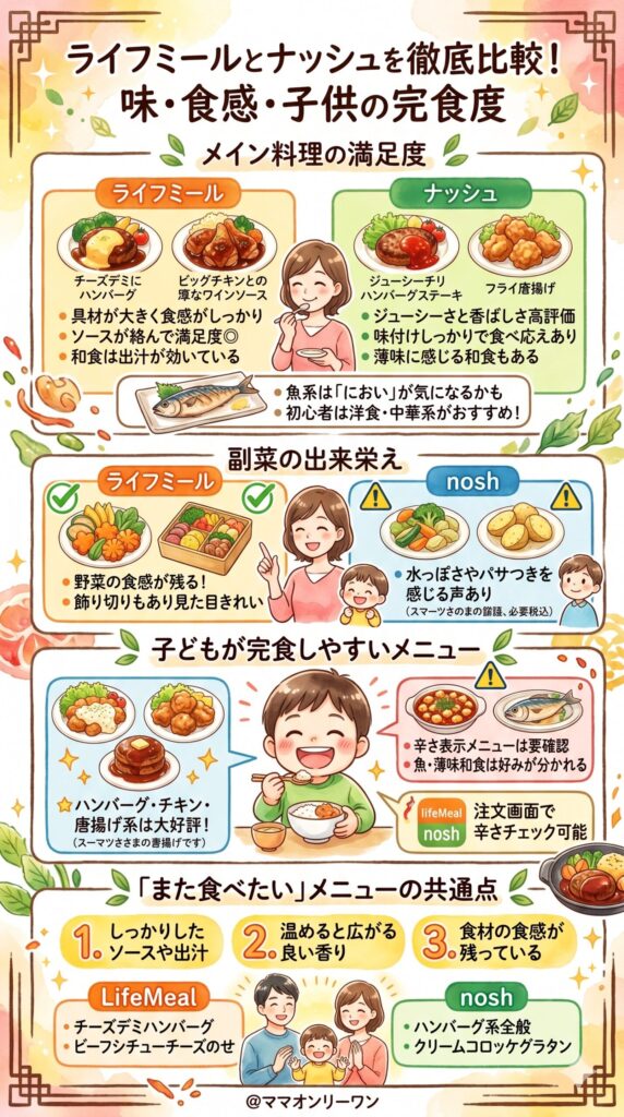 味・食感｜冷凍とは思えないと感じたメニューと残念だったメニュー